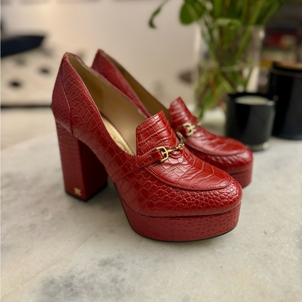Sam Edelman size 7 Red Platform Loafers